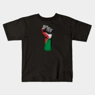 Flag of Palestine on a Raised Clenched Fist Kids T-Shirt